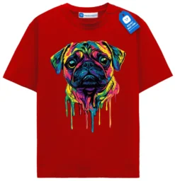 Neon Pug Drip T Shirt, Colorful Pug Art Tee