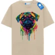 Neon Pug Drip T Shirt, Colorful Pug Art Tee