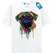 Neon Pug Drip T Shirt, Colorful Pug Art Tee