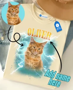 Custom Vintage Bootleg Pet Shirt, Pet Photo + Name Custom Pet Portrait Personalized Shirt, Gift For Dog Mom Dog Dag, Cat Mom Gift