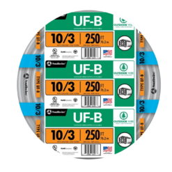 Southwire 250-ft 10 / 3 Solid UF-B Wire W/G ( By-the-roll )