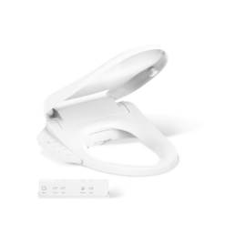 KOHLER PureWash E725 Plastic White Elongated Slow Close Feature Heated Bidet Function Toilet Seat
