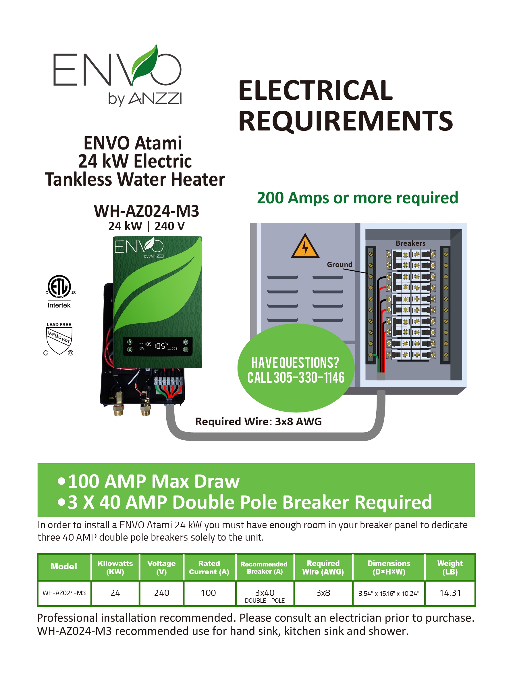 ANZZI ENVO 240-Volt 24-kW-kW 4.5-GPM Point Of Use Tankless Electric Water Heater ANZZI ENVO 240-Volt 24-kW-kW 4.5-GPM Point Of Use Tankless Electric Water Heater