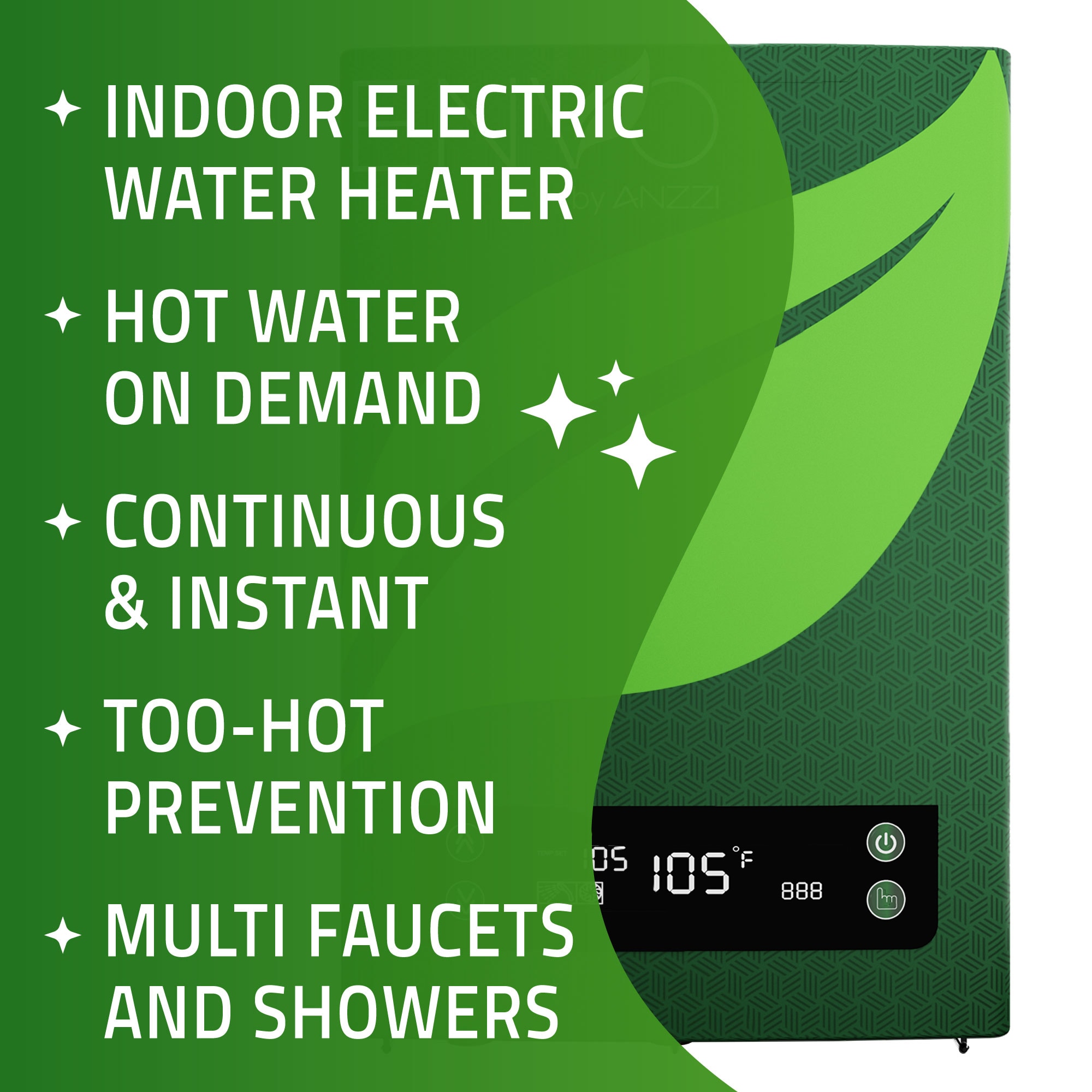 ANZZI ENVO 240-Volt 24-kW-kW 4.5-GPM Point Of Use Tankless Electric Water Heater ANZZI ENVO 240-Volt 24-kW-kW 4.5-GPM Point Of Use Tankless Electric Water Heater