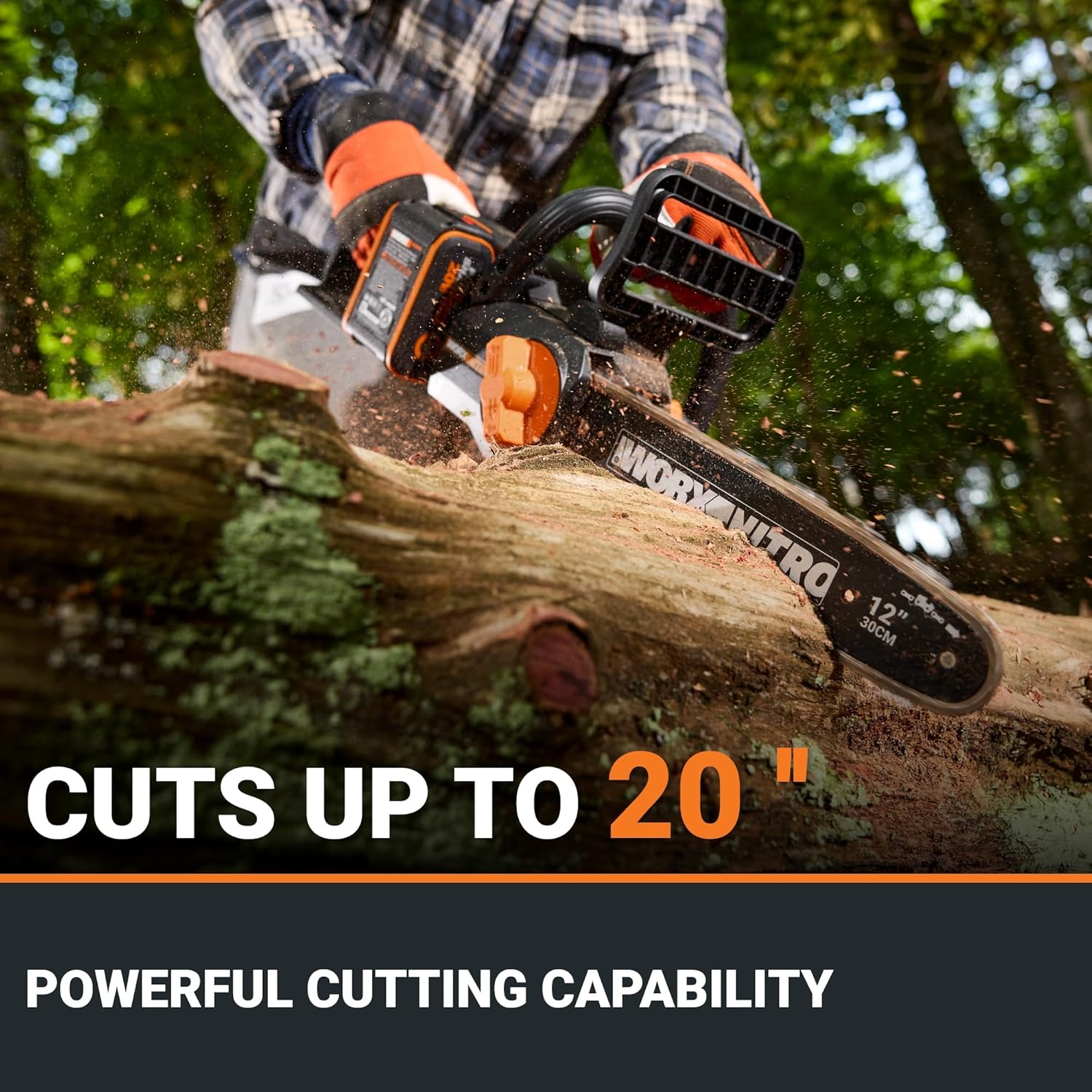 Worx Nitro 20V 12" Cordless Brushless Chainsaw 4.0 Ah Battery and Charger Included WG350 Worx Nitro 20V 12" Cordless Brushless Chainsaw 4.0 Ah Battery and Charger Included WG350