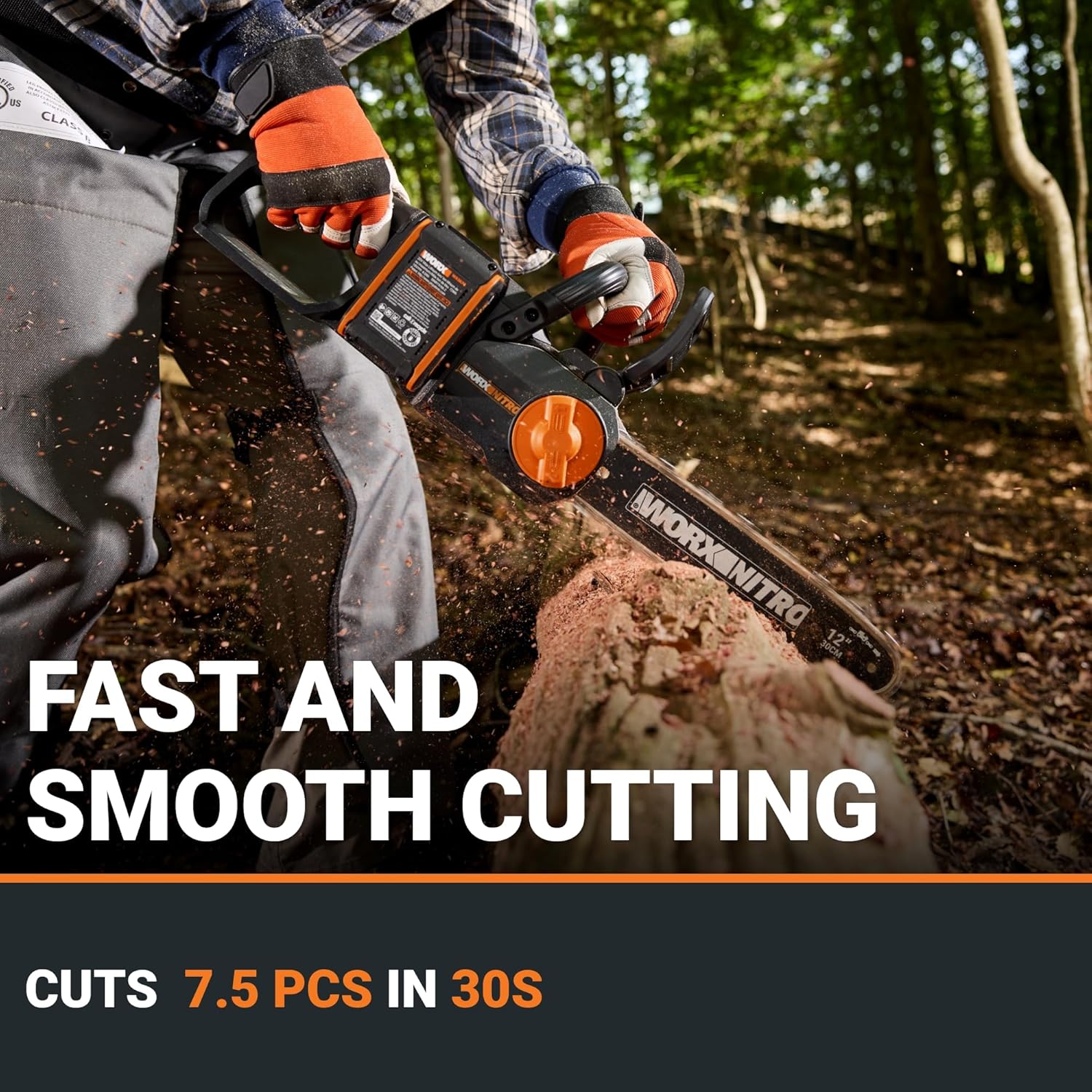 Worx Nitro 20V 12" Cordless Brushless Chainsaw 4.0 Ah Battery and Charger Included WG350 Worx Nitro 20V 12" Cordless Brushless Chainsaw 4.0 Ah Battery and Charger Included WG350