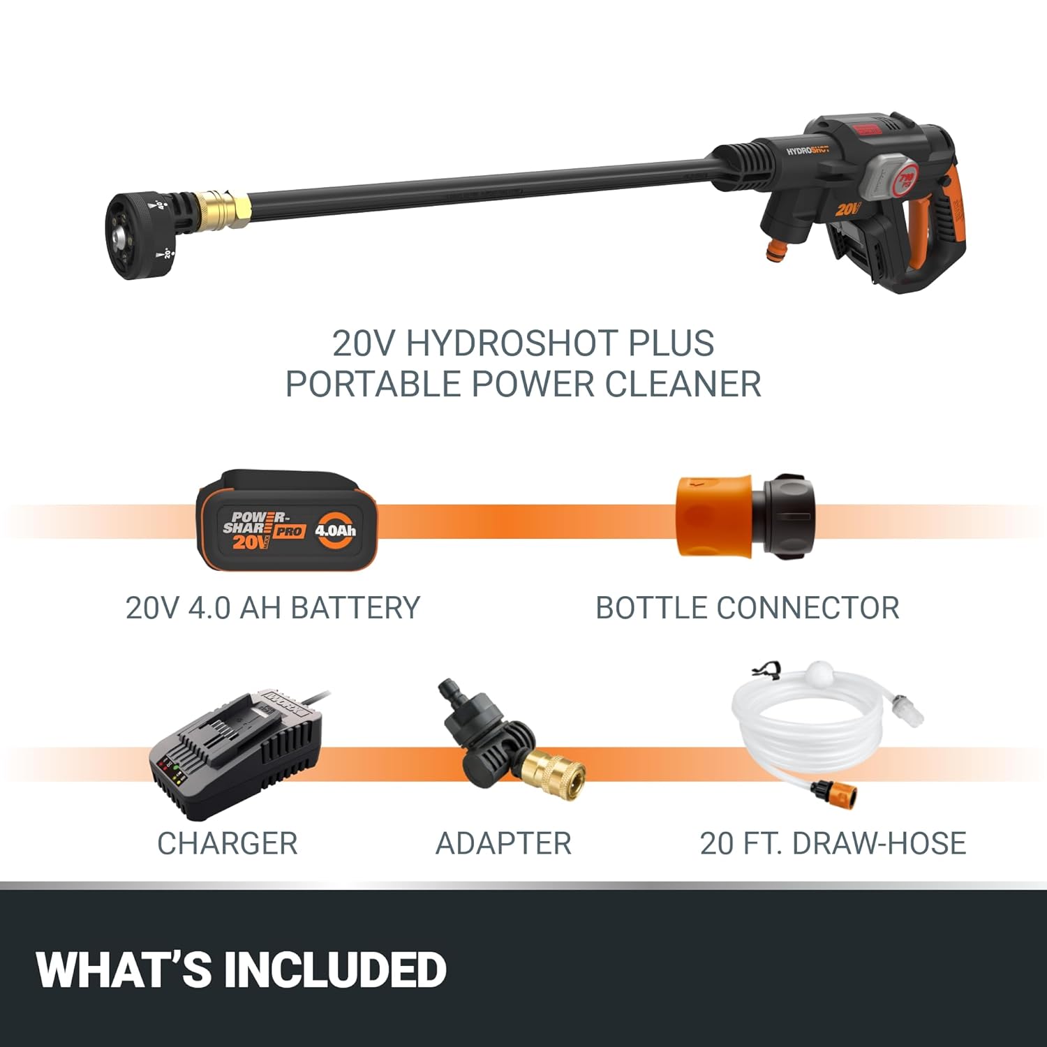 Worx Nitro Hydroshot 20V 710PSI Light-Duty Electric Pressure Washer with Brushless Motor Cordless – Battery & Charger Included Worx Nitro Hydroshot 20V 710PSI Light-Duty Electric Pressure Washer with Brushless Motor Cordless, Lightweight, 5-in-1 Portable Power Cleaner, Power Share Compatible – Battery & Charger Included