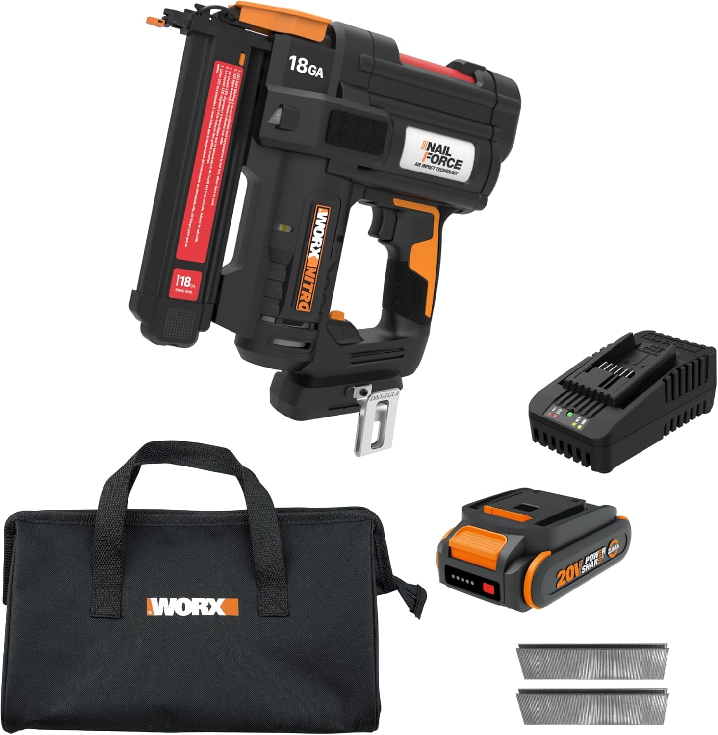 Worx Nitro 20V Cordless 18-Gauge Narrow Crown Stapler, Cordless Staple Gun Fires Up to 80 Staples/Min, Battery Powered Staple Gun Worx Nitro 20V Cordless 18-Gauge Narrow Crown Stapler, Cordless Staple Gun Fires Up to 80 Staples/Min, Battery Powered Staple Gun with Tool-Free Jam Release WX844L – Battery & Charger Included