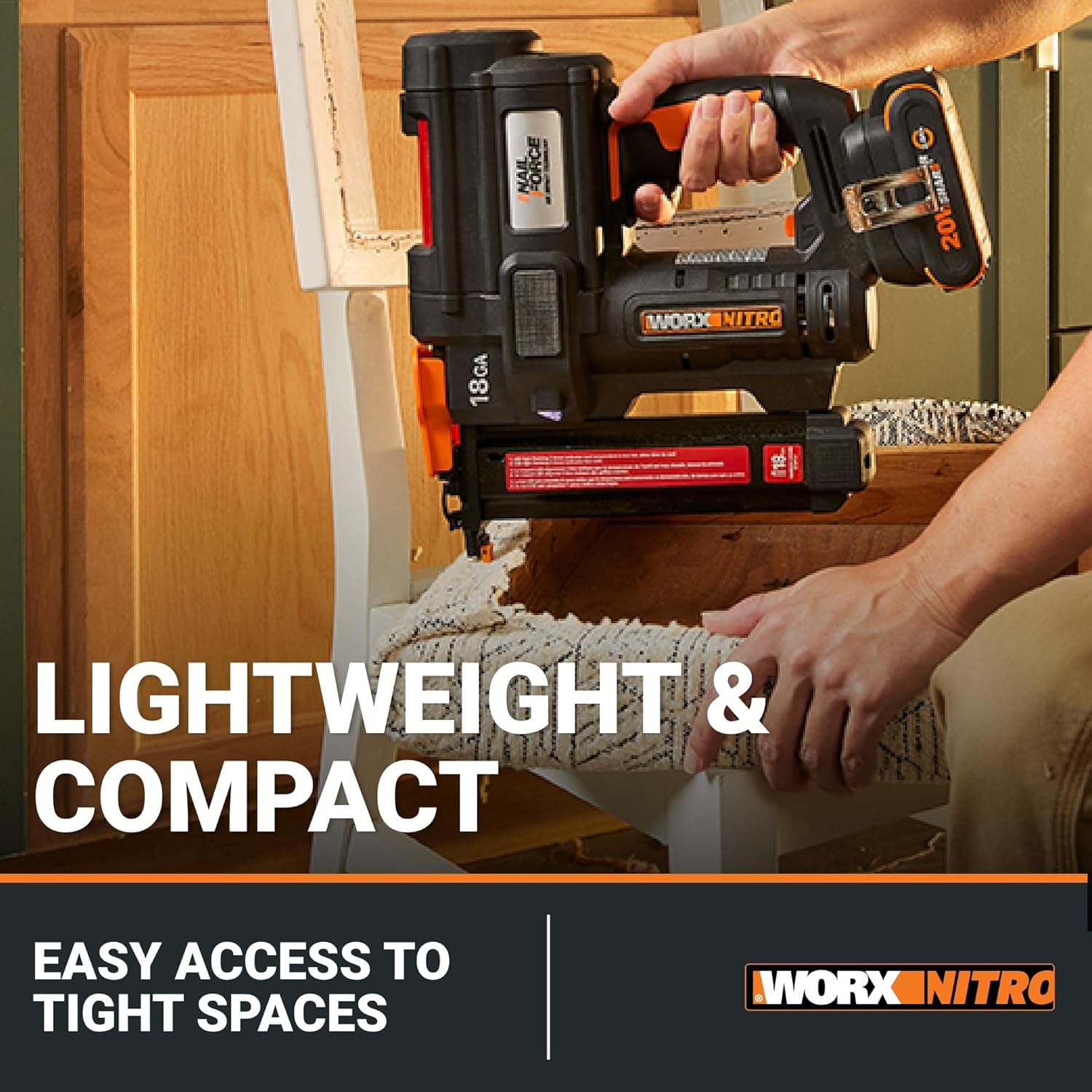 Worx Nitro 20V Cordless 18-Gauge Narrow Crown Stapler, Cordless Staple Gun Fires Up to 80 Staples/Min, Battery Powered Staple Gun Worx Nitro 20V Cordless 18-Gauge Narrow Crown Stapler, Cordless Staple Gun Fires Up to 80 Staples/Min, Battery Powered Staple Gun with Tool-Free Jam Release WX844L – Battery & Charger Included