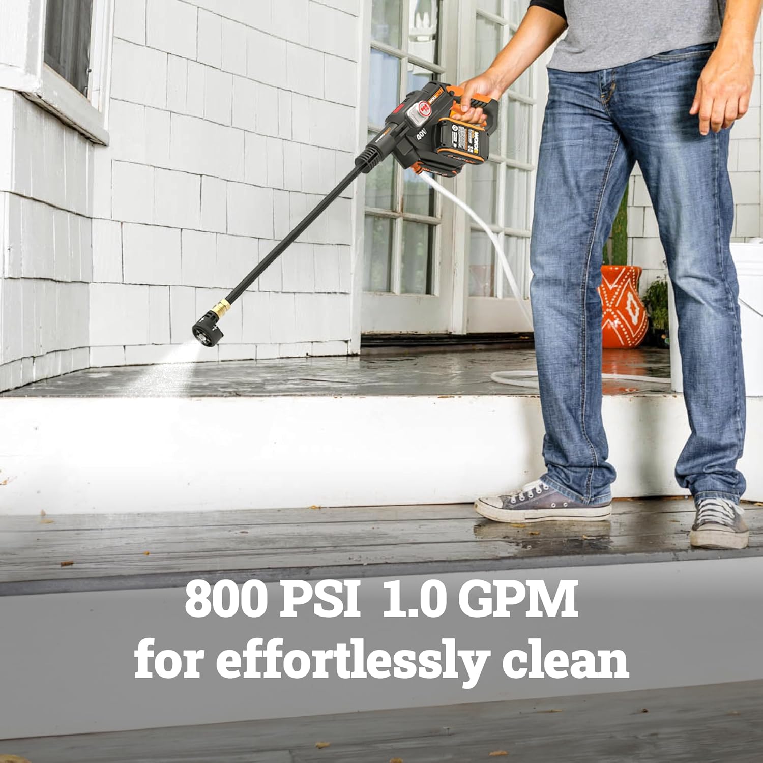 WORX 40V PowerShare Hydroshot, 800 PSI Brushless Portable Power Cleaner, 5-in-1 Nozzle Power Washer, Pressure Washer- WG647 WORX 40V PowerShare Hydroshot, 800 PSI Brushless Portable Power Cleaner, 5-in-1 Nozzle Power Washer, Pressure Washer- WG647