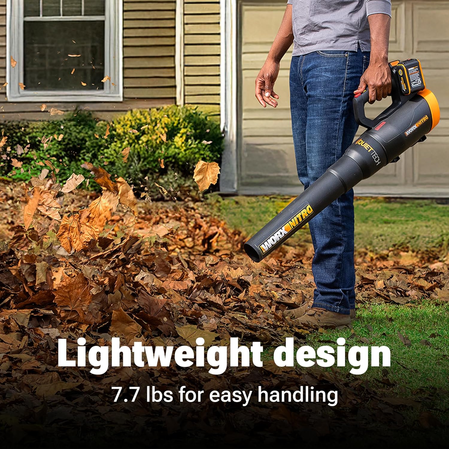 WORX Nitro WG581.1 40V Cordless Leaf Blower, Quiet Electric Blower for Lawn Care with 530CFM & 180MPH, 2 Batteries & Charger Included WORX Nitro WG581.1 40V Cordless Leaf Blower, Quiet Electric Blower for Lawn Care with 530CFM & 180MPH, 2 Batteries & Charger Included