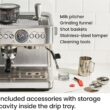 Chefman Crema Supreme 15 Bar Espresso Machine with Milk Frother, Barista Steam Wand, Professional Coffee Maker with Coffee Grinder, 30 Grind Settings, 3L Removable Water Tank - Stainless Steel