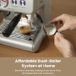 Gevi Dual Boiler Espresso Machine with Built-in Grinder, 58mm Commercial Portafilter, Barista Steam Wand, 31 Grind Settings, Stainless Steel, for Home Barista Use, Sterling Silver