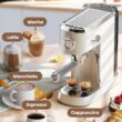 Gevi Commercial Espresso and Coffee Makers, Professional Espresso Maker Latte Machine with Milk Frother, Stainless Steel Expresso Coffee Machines for Home, Compact Cappuccino Machine, Great Gift