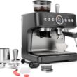 Chefman Crema Deluxe Espresso Machine with Double Boiler, Use Milk Frother and Brew Espresso Simultaneously, Professional Coffee Maker with Coffee Grinder and Steam Wand, 30 Grind Settings