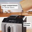 Bosch 300 Series Fully Automatic Espresso and Coffee Machine – In-Cup Frother, OneTouch Milk Drinks, 5 Drink Options, Ceramic Grinder, Easy Clean & Descale, in Silver TIU20307