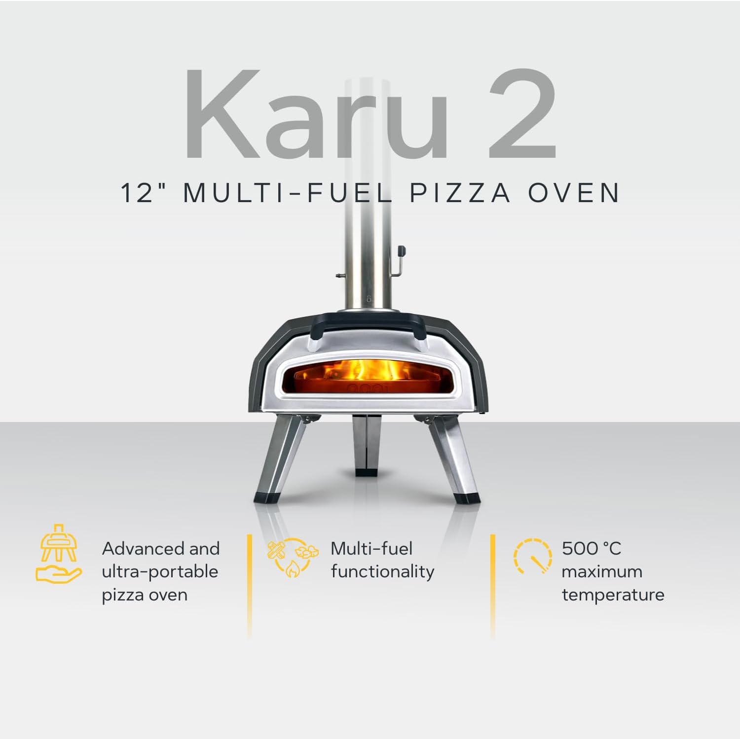 Ooni Karu 2 Multi-Fuel Outdoor Pizza Oven - Wood and Gas Outdoor Pizza Oven Ooni Karu 2 Multi-Fuel Outdoor Pizza Oven - Wood and Gas Outdoor Pizza Oven with Pizza Stone & Intergrated Thermometer, Pizza Oven Outdoor, Dual Fuel 12 Inch Pizza Maker, Outdoor Cooking Grill