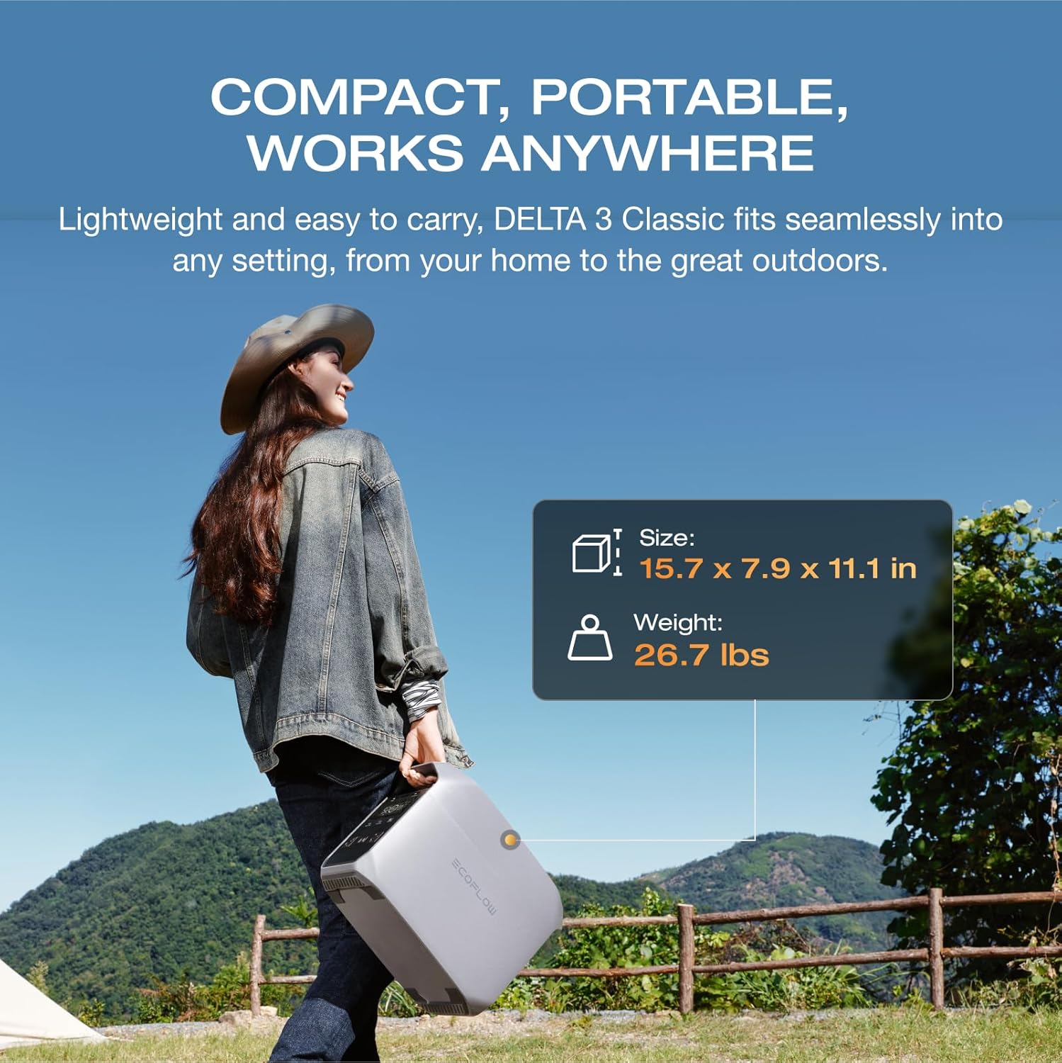 EF ECOFLOW Portable Power Station DELTA 3 Classic, 1024Wh LiFePO4 Battery, 1800W AC/100W USB-C Output EF ECOFLOW Portable Power Station DELTA 3 Classic, 1024Wh LiFePO4 Battery, 1800W AC/100W USB-C Output, 1 Hr Fast Charge, Solar Generator for Home Backup, Camping & RVs (Solar Panel Optional)