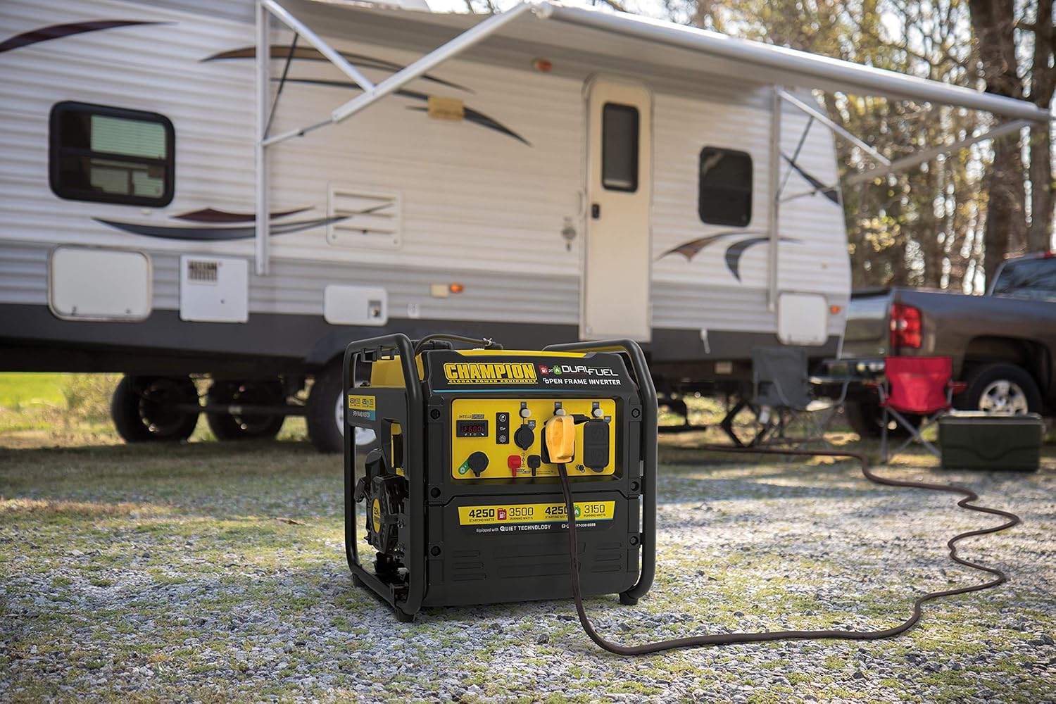 Champion Power Equipment 4250-Watt Dual Fuel RV Ready Portable Open Frame Inverter Generator with Quiet Technology Champion Power Equipment 4250-Watt Dual Fuel RV Ready Portable Open Frame Inverter Generator with Quiet Technology