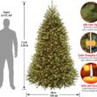 National Tree Company 7.5 ft Pre-Lit Dunhill Fir Artificial Christmas Tree, 700 LED Lights, 2,514 Tips, Foot Pedal, 10 Light Functions, Includes Stand, Green