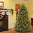National Tree Company 7.5 ft Pre-Lit Dunhill Fir Artificial Christmas Tree, 700 LED Lights, 2,514 Tips, Foot Pedal, 10 Light Functions, Includes Stand, Green