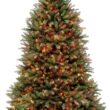 National Tree Company 7.5 ft Pre-Lit Dunhill Fir Artificial Christmas Tree, 700 LED Lights, 2,514 Tips, Foot Pedal, 10 Light Functions, Includes Stand, Green