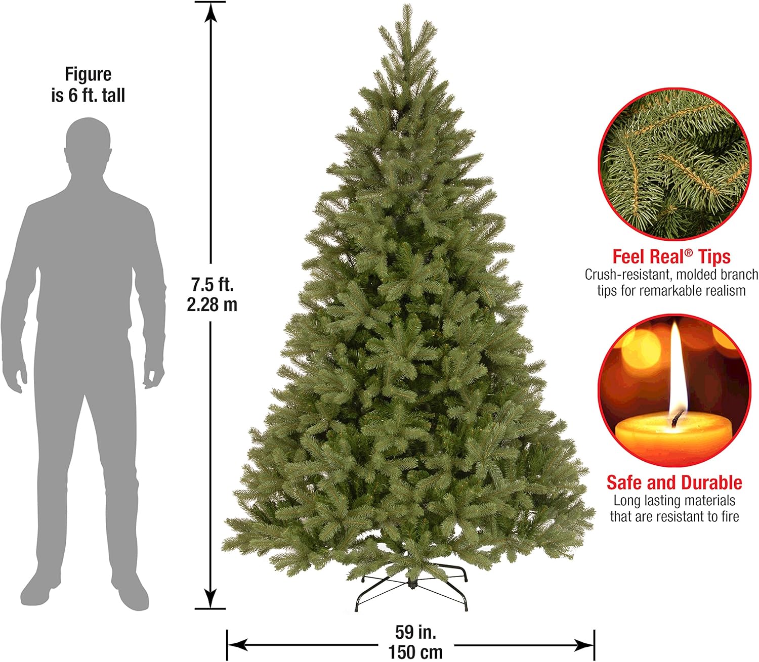 National Tree Company 7.5 ft Unlit Downswept Douglas Fir Artificial Christmas Tree, 1,867 Tips, Includes Stand, Green National Tree Company 7.5 ft Unlit Downswept Douglas Fir Artificial Christmas Tree, 1,867 Tips, Includes Stand, Green