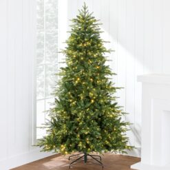 Best Choice Products Full Aspen Christmas Tree, 7.5ft Pre-lit Realistic Noble Fir w/ 700 Glowing Micro LED Lights, 2-in-1 White & Multicolor