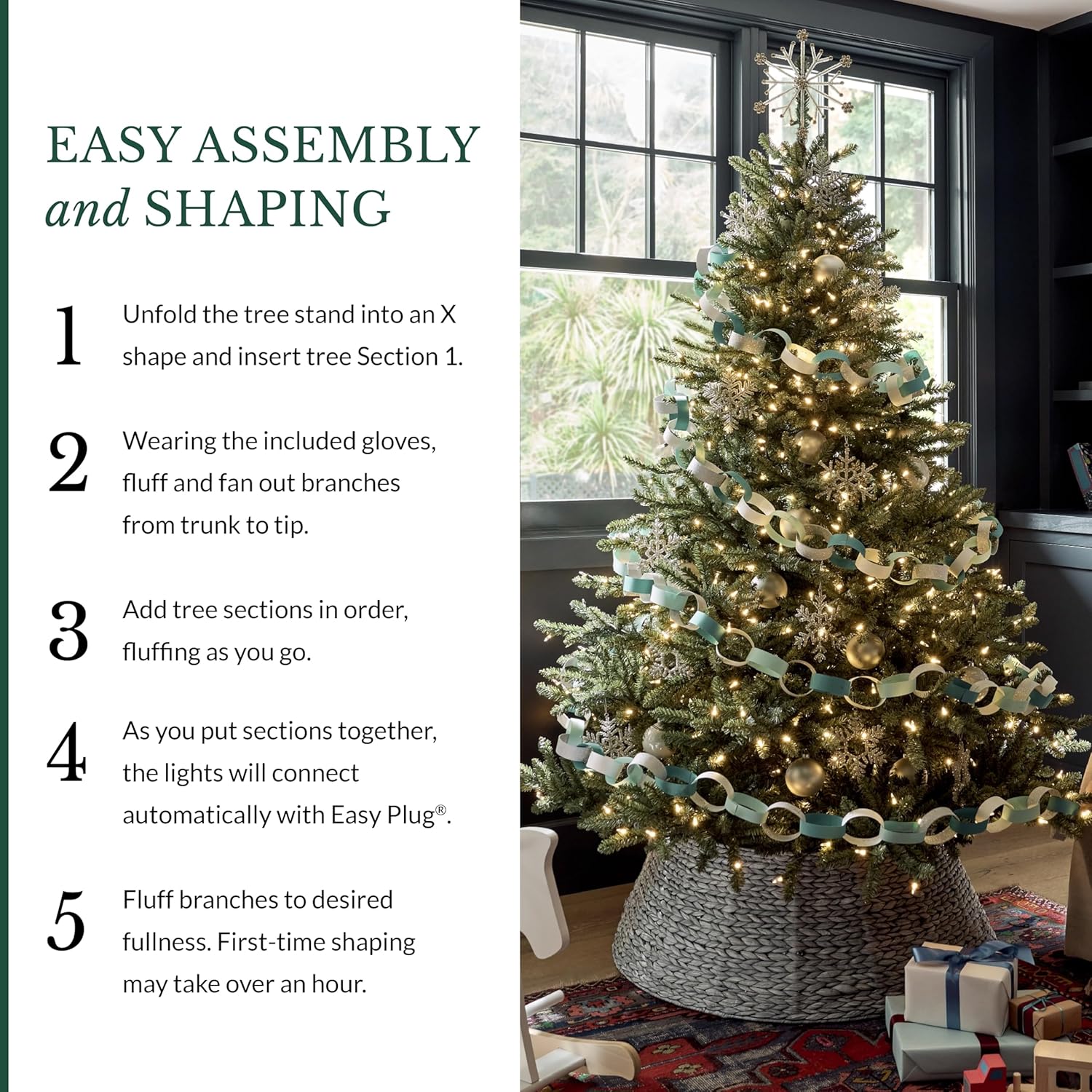 Balsam Hill 7.5ft Pre-Lit Classic Blue Spruce - Artificial Christmas Tree with 1000 Clear Incandescent Lights Balsam Hill 7.5ft Pre-Lit Classic Blue Spruce - Artificial Christmas Tree with 1000 Clear Incandescent Lights, Easy Plug Technology, Premium Stand for Indoor Holiday Decorating