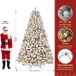 SHareconn 9ft Prelit Snow Flocked Spruce Artificial Christmas Tree with 550 Incandescent Warm White Lights SHareconn 9ft Prelit Snow Flocked Spruce Artificial Christmas Tree with 550 Incandescent Warm White Lights, Foldable Stand, Snow Flocked Full Prelighted Xmas Tree W/1810 Branch Tips, 9 FT, White