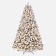 SHareconn 9ft Prelit Snow Flocked Spruce Artificial Christmas Tree with 550 Incandescent Warm White Lights SHareconn 9ft Prelit Snow Flocked Spruce Artificial Christmas Tree with 550 Incandescent Warm White Lights, Foldable Stand, Snow Flocked Full Prelighted Xmas Tree W/1810 Branch Tips, 9 FT, White