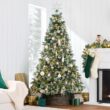 Best Choice Products Full Scotch Pine Christmas Tree, 7.5ft Pre-Lit Frosted Holiday Decor w/ 1,500 Twinkling Micro LED Lights, 2-in-1 White & Multicolor
