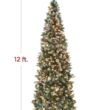 Best Choice Products 12ft Pre-lit Pencil Christmas Tree, Partially Flocked & Frosted Slim Holiday Tree Decoration, Skinny Xmas Tree, 700 Lights, 1,818 Frosted Tips, 128 Pine Cones, Foldable Stand