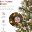 Best Choice Products 12ft Pre-lit Pencil Christmas Tree, Partially Flocked & Frosted Slim Holiday Tree Decoration, Skinny Xmas Tree, 700 Lights, 1,818 Frosted Tips, 128 Pine Cones, Foldable Stand