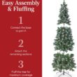 Best Choice Products 12ft Pre-lit Pencil Christmas Tree, Partially Flocked & Frosted Slim Holiday Tree Decoration, Skinny Xmas Tree, 700 Lights, 1,818 Frosted Tips, 128 Pine Cones, Foldable Stand