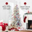 Best Choice Products Lighted Aspen Christmas Tree, 9ft Flocked Artifical Noble Fir, Pre-Lit White & Multicolored LED Lights Premium Holiday Décor - Green
