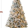 Best Choice Products Pre-Lit Artificial Christmas Tree, 9ft Snow Flocked Design Pine Tree, Full Appearance Snowy w/Easy Assembly, Metal Stand
