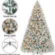 Yaheetech 9ft Pre-lit Artificial Christmas Tree with Incandescent Warm White Lights, Snow Flocked Full Prelighted Xmas Tree W/2084 Branch Tips, 900 Incandescent Lights & Foldable Stand, Green & White