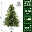 Fraser Hill Farm 7.5-Ft. Woodside Pine Artificial Christmas Tree with Stand and No Lights, Unlit Foldable Fake Christmas Tree with Realistic Foliage for Home Decoration