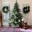 Fraser Hill Farm 7.5-Ft. Woodside Pine Artificial Christmas Tree with Stand and No Lights, Unlit Foldable Fake Christmas Tree with Realistic Foliage for Home Decoration