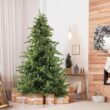 Fraser Hill Farm 7.5-Ft. Woodside Pine Artificial Christmas Tree with Stand and No Lights, Unlit Foldable Fake Christmas Tree with Realistic Foliage for Home Decoration