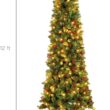 Best Choice Products 12ft Pre-Lit Spruce Pencil Christmas Tree Pre-Decorated for Home, Office, Party, Holiday Decoration w/ 1,818 Tips, 700 Lights, Pine Cones, Metal Hinges & Base - Green