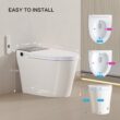 Smart Toilet with Bidet Built-In and Tank – Foam Shield, Heated Seat, Dual Flush, Warm Water & Dryer, Foot Sensor, Night Light, and Wireless Remote Control