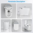 Smart Toilet with Bidet Built In, Auto Open & Close, Foot Sensor Flush, Heated Seat, Warm Water, Dryer, Tankless Dual Flush Elongated Toilet, Foam Shield, LED Night Light & Remote Control