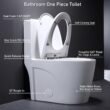 One Piece Toilet, Elongated One-Piece Toilet for Bathrooms, Dual Power Flush Toilet 1.1/1.6 GPF and MAP 900g, Soft Close, Durable Ceramic, Easy-to-Clean Surface (White)
