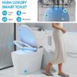 TDH Smart Tankless Toilet, Heated Seat with Warm Water Sprayer & Dryer, Walk Away Auto Flush and Close,One Piece Toilet for Bathrooms with Remote Control
