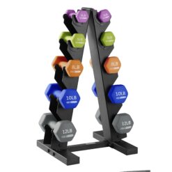 HolaHatha Dumbbell Hand Weights Set and Rack for Home Workout 76 Lbs Multicolor