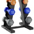 HolaHatha Dumbbell Hand Weights Set and Rack for Home Workout 76 Lbs Multicolor