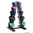 HolaHatha 3 5 8 10 and 12 Pound Neoprene Dumbbell Weight Set with Storage Rack