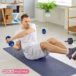 HolaHatha 3 5 8 10 and 12 Pound Neoprene Dumbbell Weight Set with Storage Rack